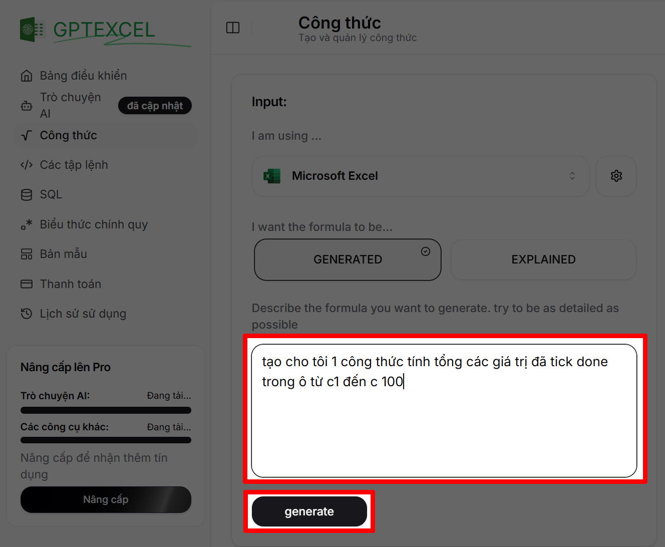 Cách lập công thức Excel bằng AI Cách lập công thức Excel bằng AI