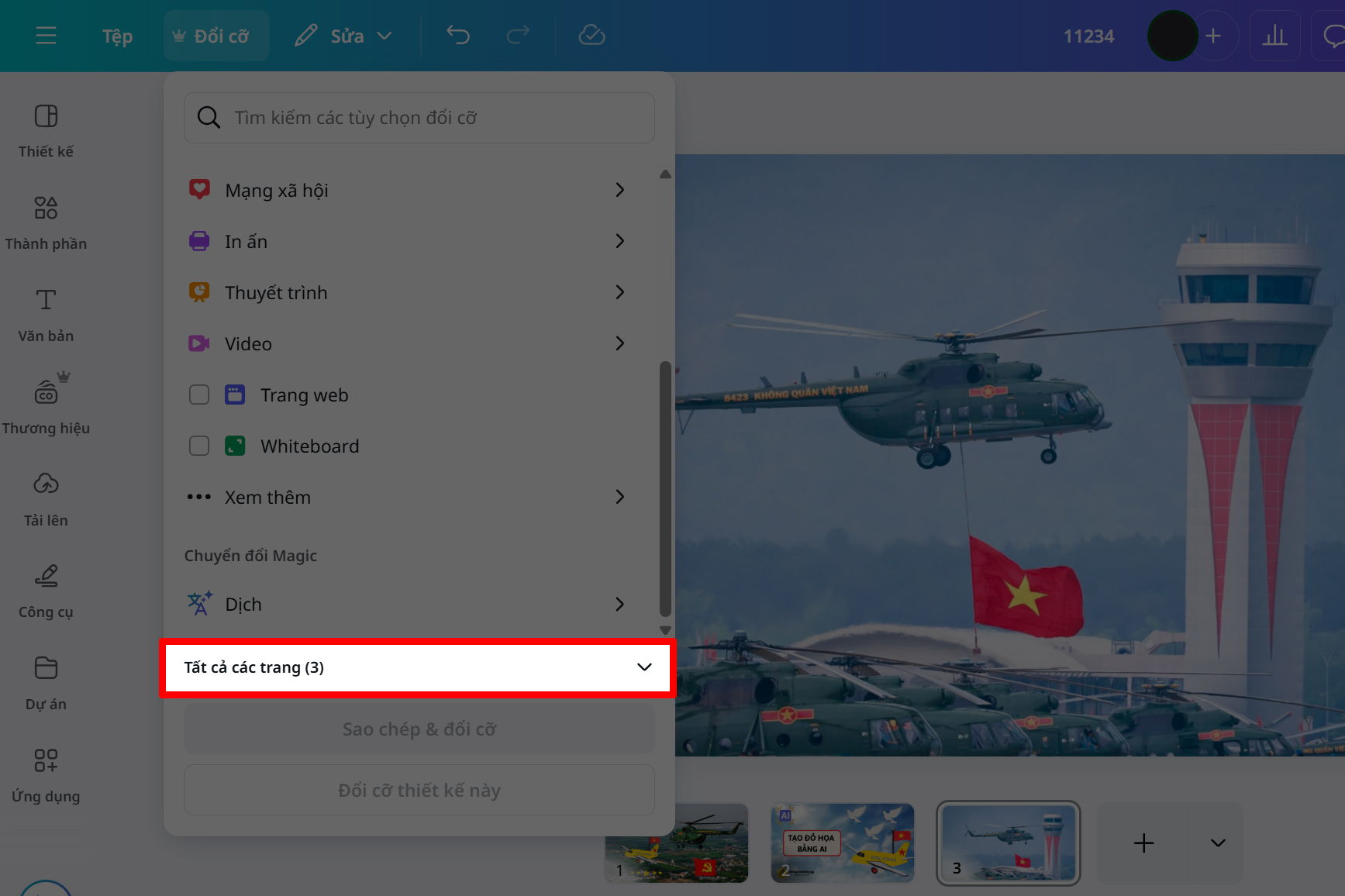 Cách đổi cỡ từng trang trong Canva Cách đổi cỡ từng trang trong Canva