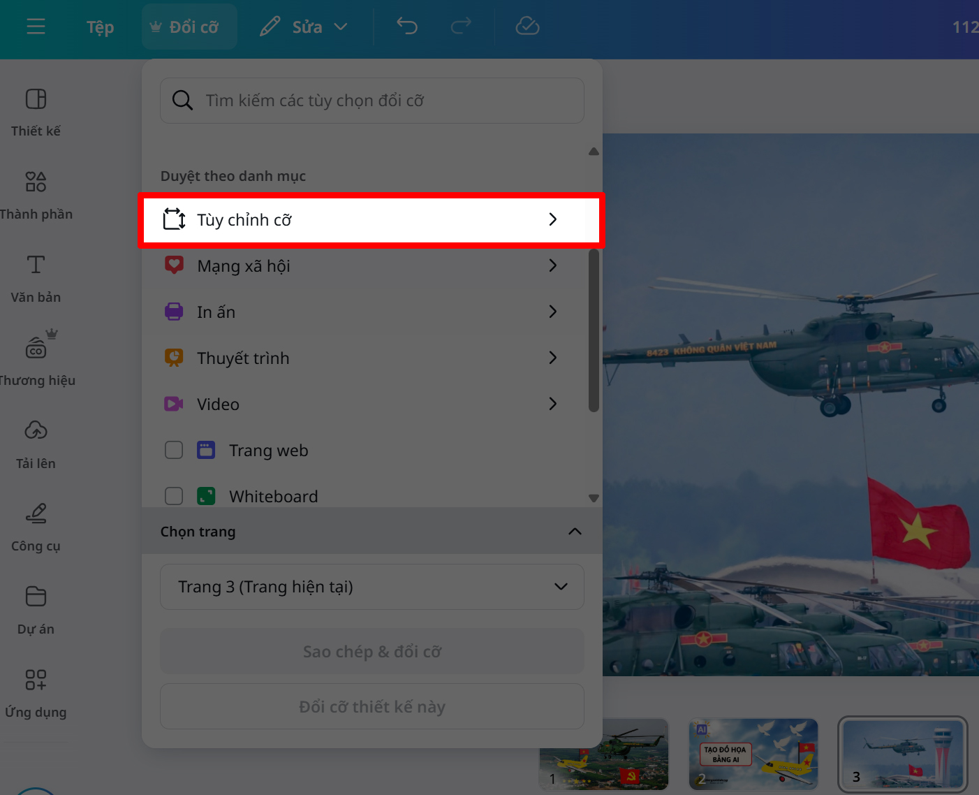 Cách đổi cỡ từng trang trong Canva Cách đổi cỡ từng trang trong Canva