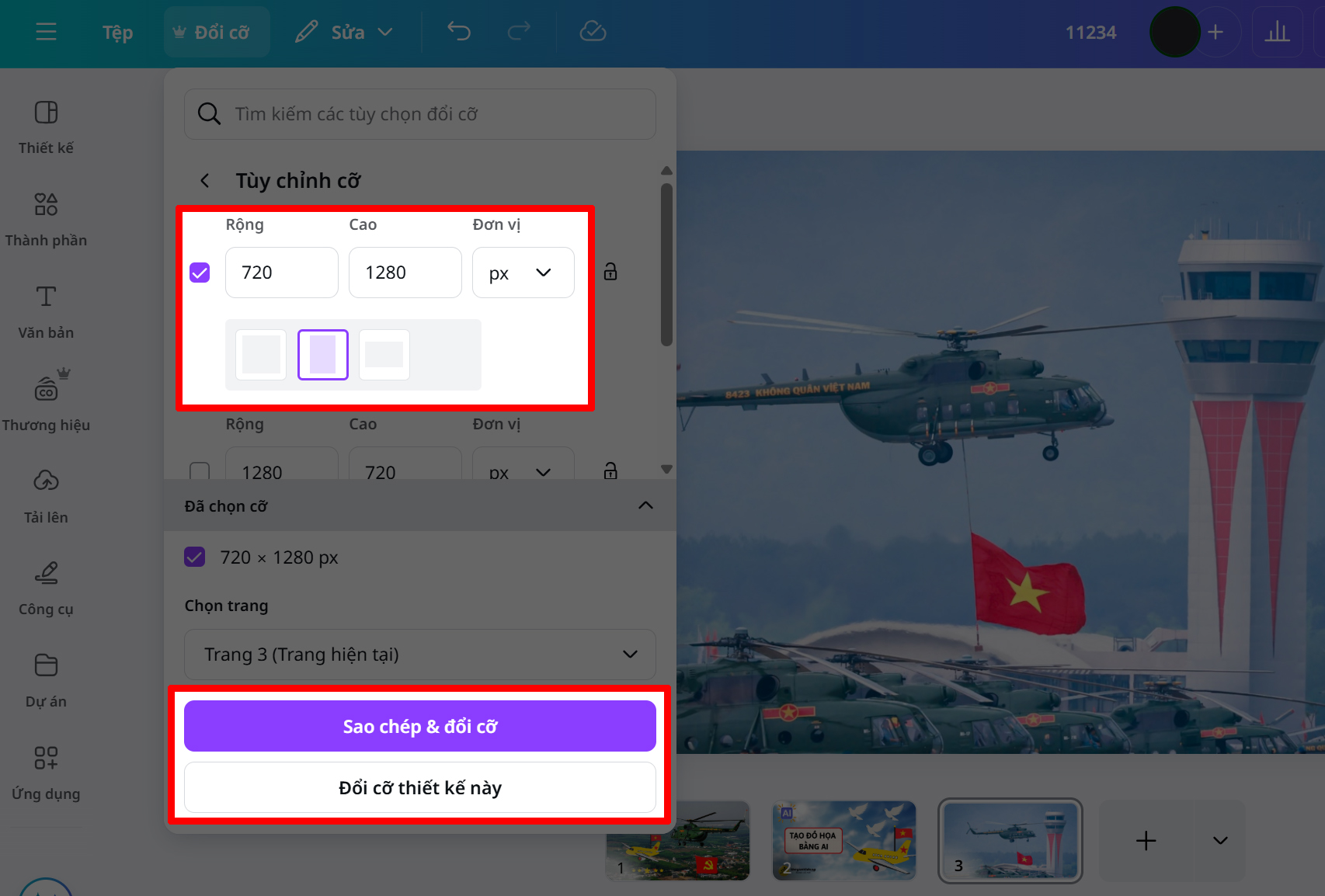 Cách đổi cỡ từng trang trong Canva Cách đổi cỡ từng trang trong Canva