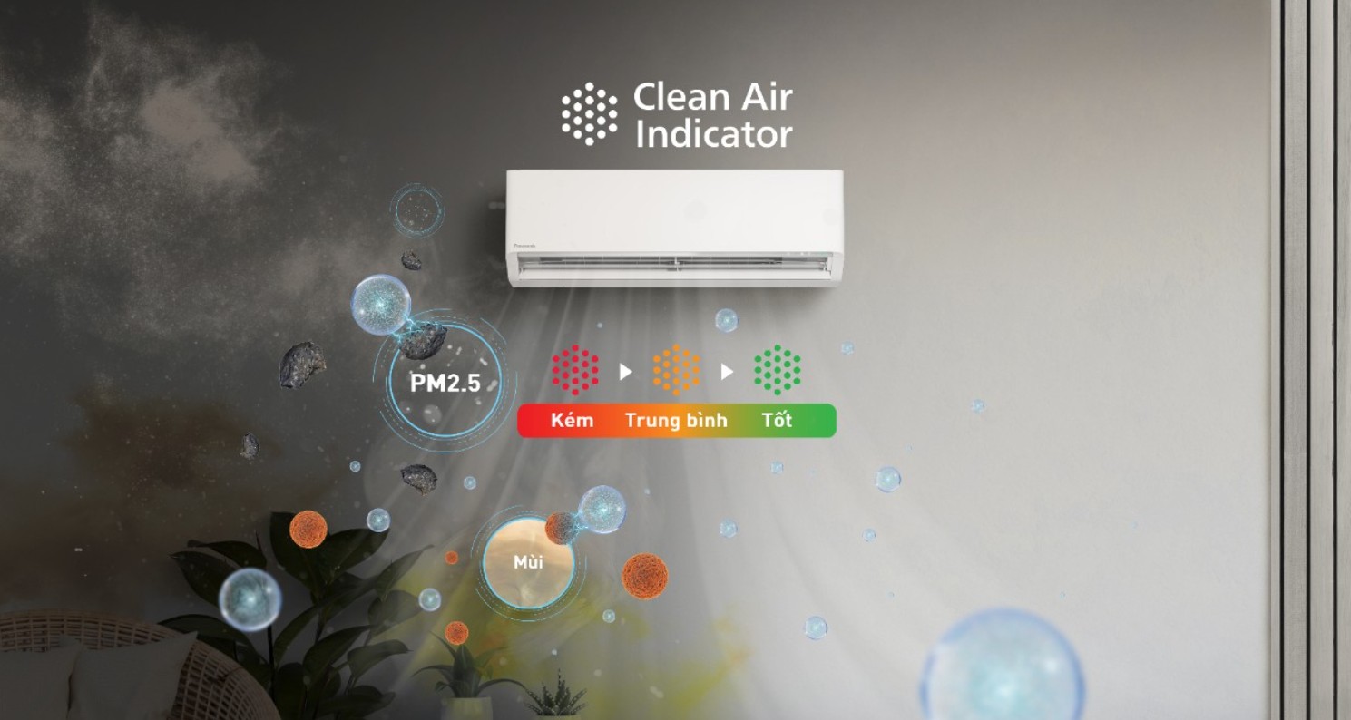 Clean Air Indicator là đèn báo không khí thông minh, có sẵn trên nhiều dòng điều hòa Panasonic