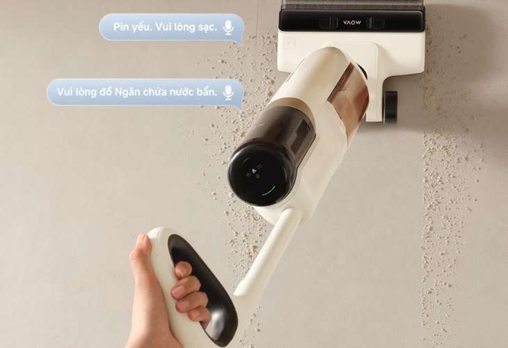 Màn hình LED cùng với trợ lý giọng nói giúp người dùng theo dõi mức độ làm sạch dễ dàng hơn 