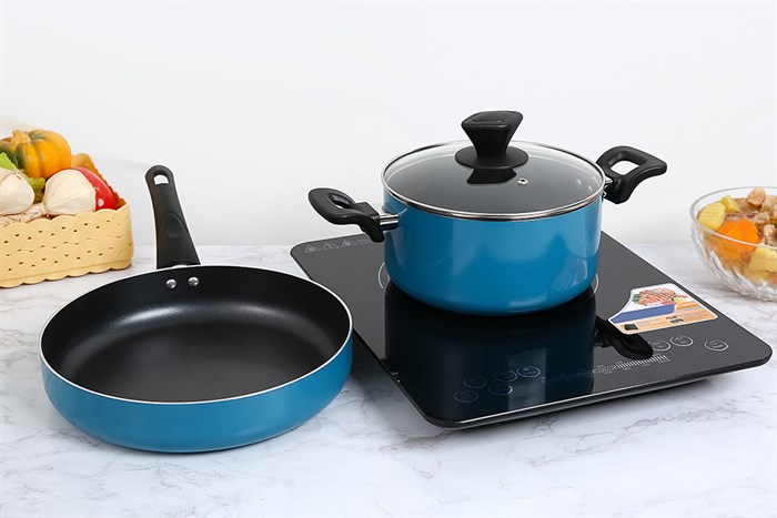 Bộ nồi chảo nhôm chống dính nắp kính Hommy BE004-20-26