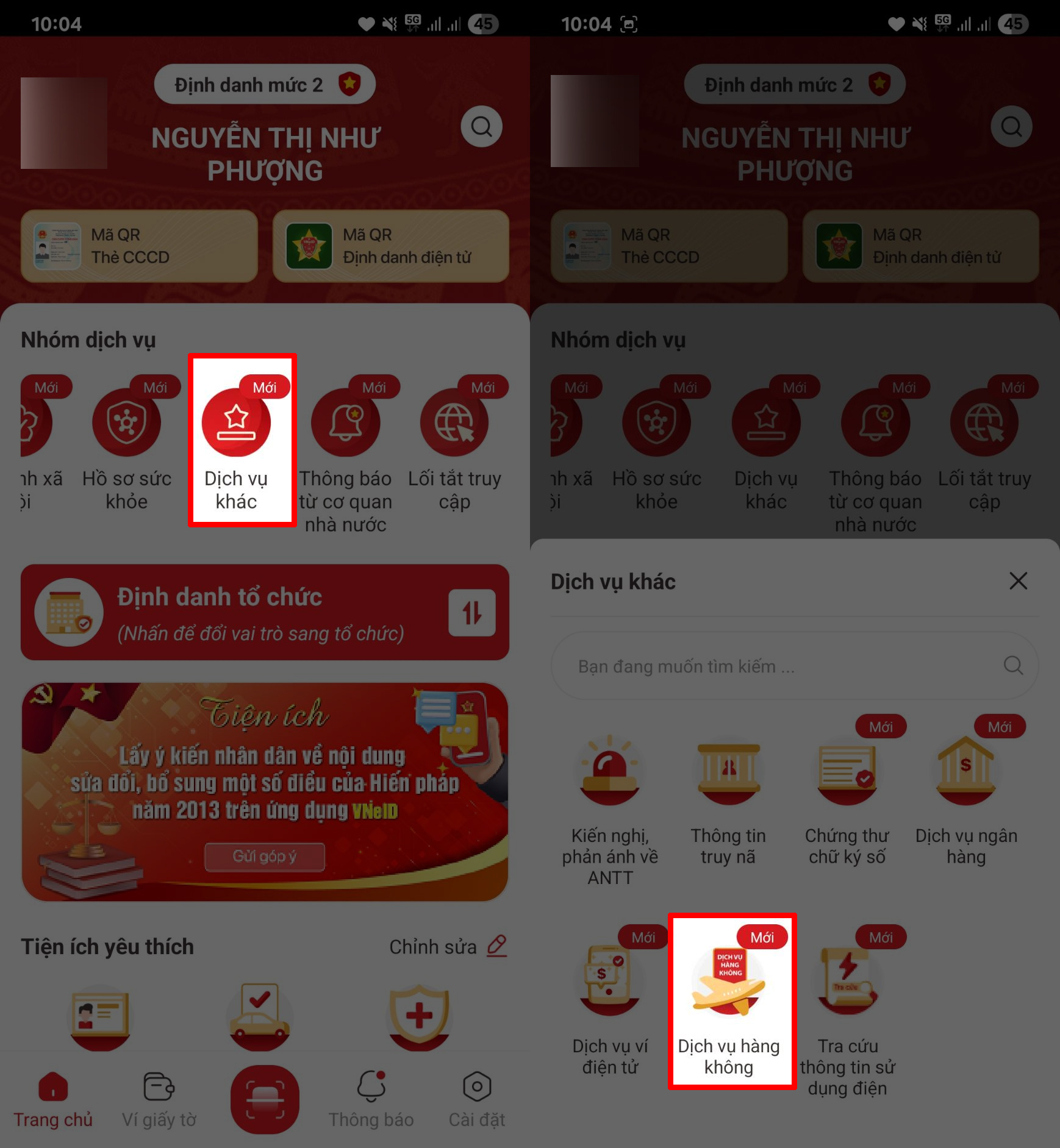 Cách check in máy bay bằng VNeID