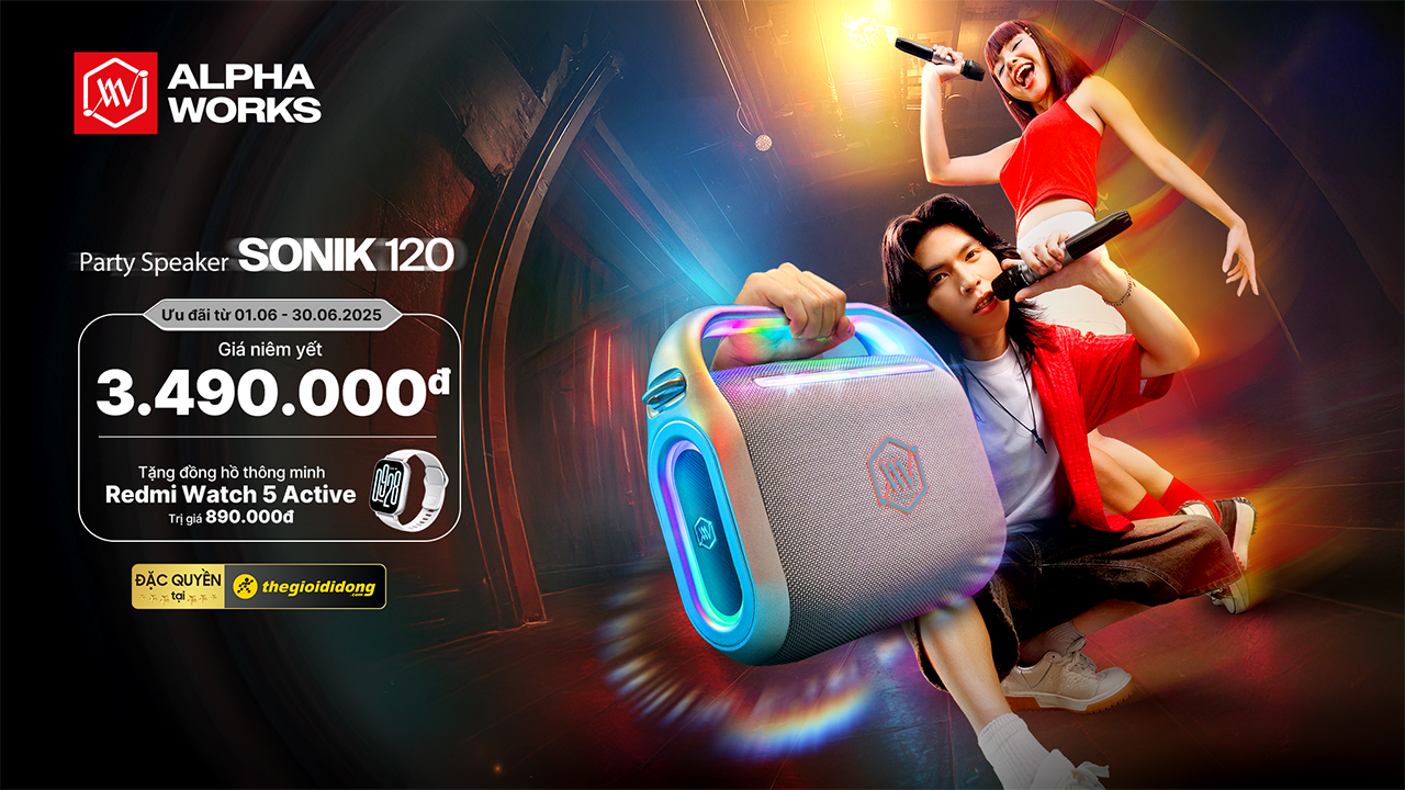 Loa Party Alpha Works SONIK 120 VNE độc quyền TGDĐ, giá tốt, tặng đồng hồ Redmi Watch 5 Active Loa Party Alpha Works SONIK 120 VNE độc quyền TGDĐ, giá tốt, tặng đồng hồ Redmi Watch 5 Active