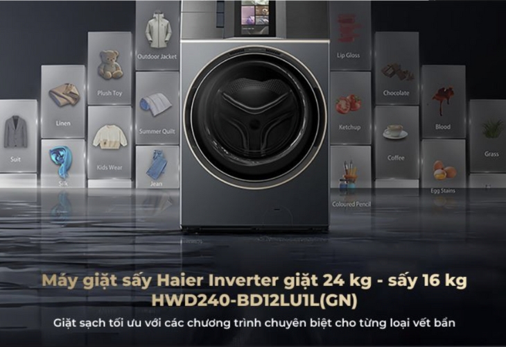 Máy giặt sấy Haier Inverter HWD240-BD12LU1L(GN) mang đến trải nghiệm cao cấp vượt trội