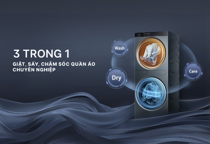 Tháp giặt sấy Haier mang đến trải nghiệm chăm sóc quần áo chuyên nghiệp tại nhà