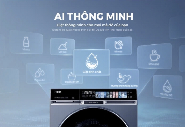 Máy giặt Haier X9 sở hữu nhiều công nghệ hiện đại giúp giặt thông minh