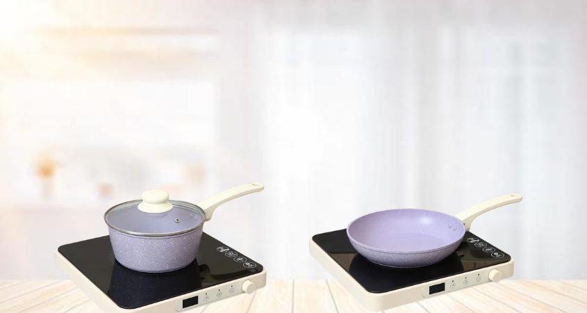 Bộ chảo quánh nhôm chống dính nắp kính Green Cook GCS247-T2