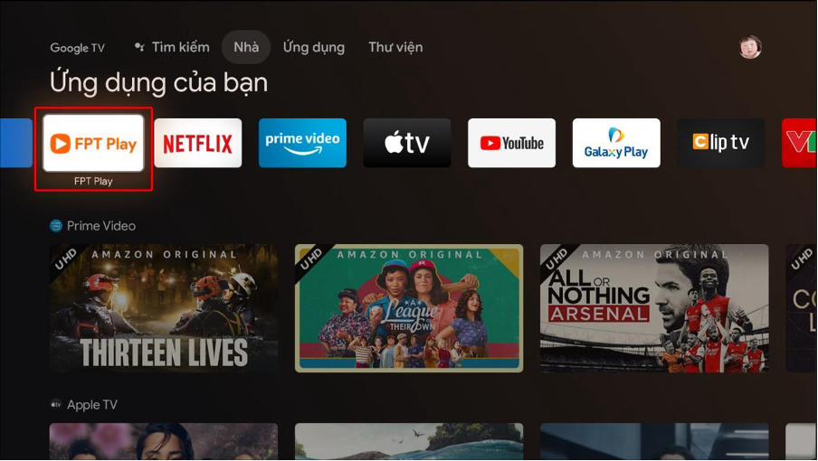 Bước 1: Mở ứng dụng FPT Play tr&ecirc;n Smart TV Casper.