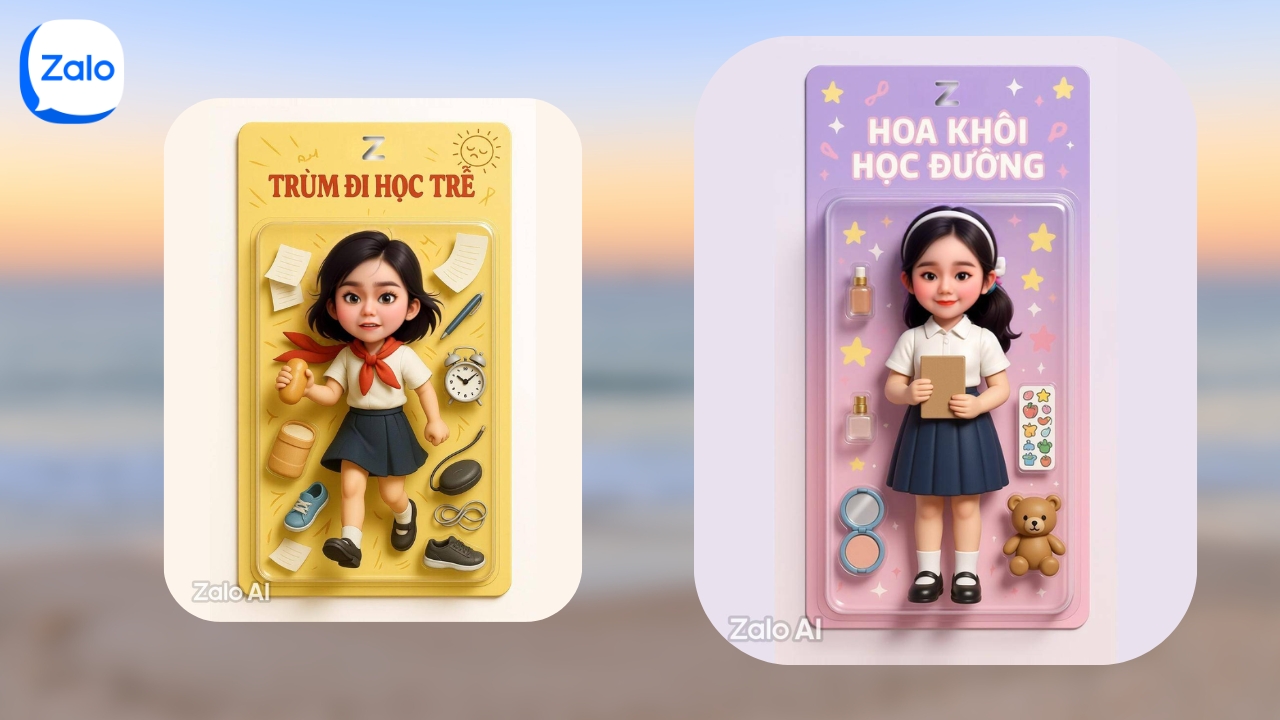 Cách tạo ảnh thẻ đồ chơi tuổi học trò bằng Zalo AI