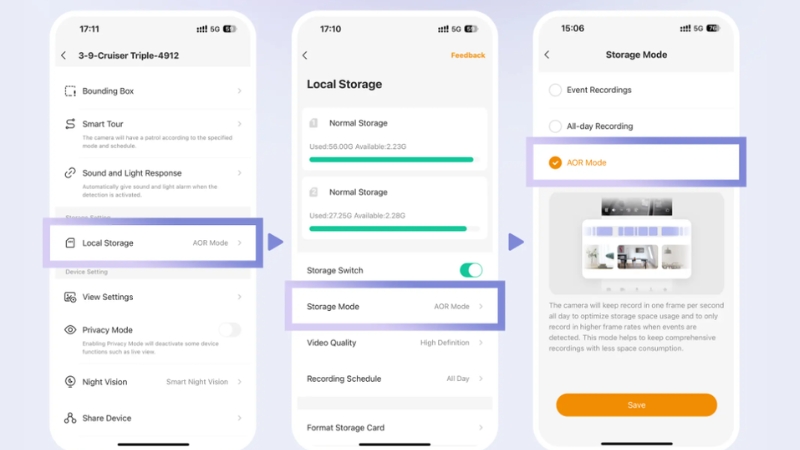 Bạn c&oacute; thể mở ứng dụng IMOU Life để sử dụng chế độ AOR miễn ph&iacute;