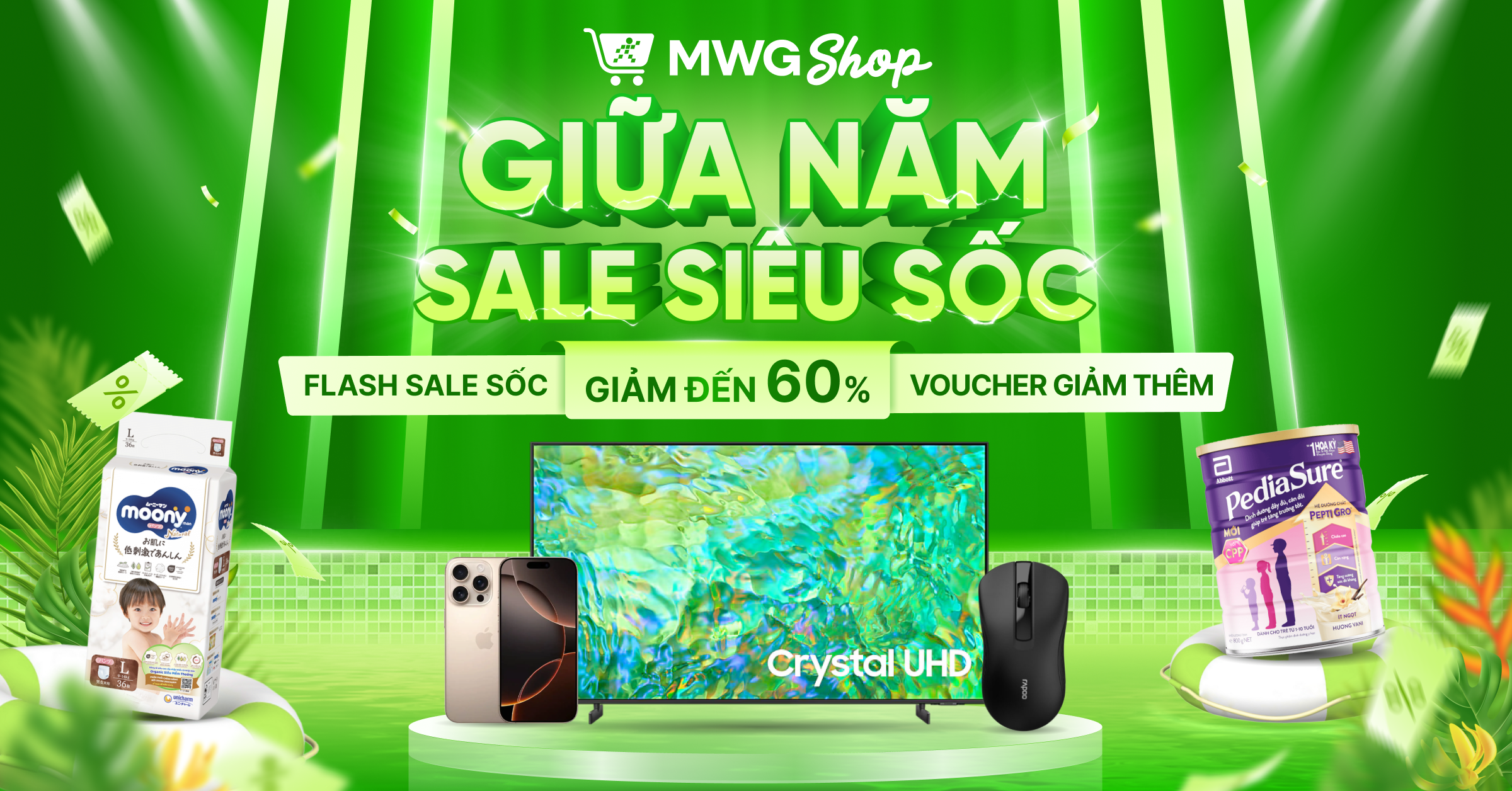 MWG SHOP - S&Agrave;N VIỆT SALE GIỮA NĂM: LỊCH SALE TH&Aacute;NG 6 RUNG CHUYỂN TO&Agrave;N S&Agrave;N, GIẢM ĐẾN 60%, FLASH SALE MỖI NG&Agrave;Y!