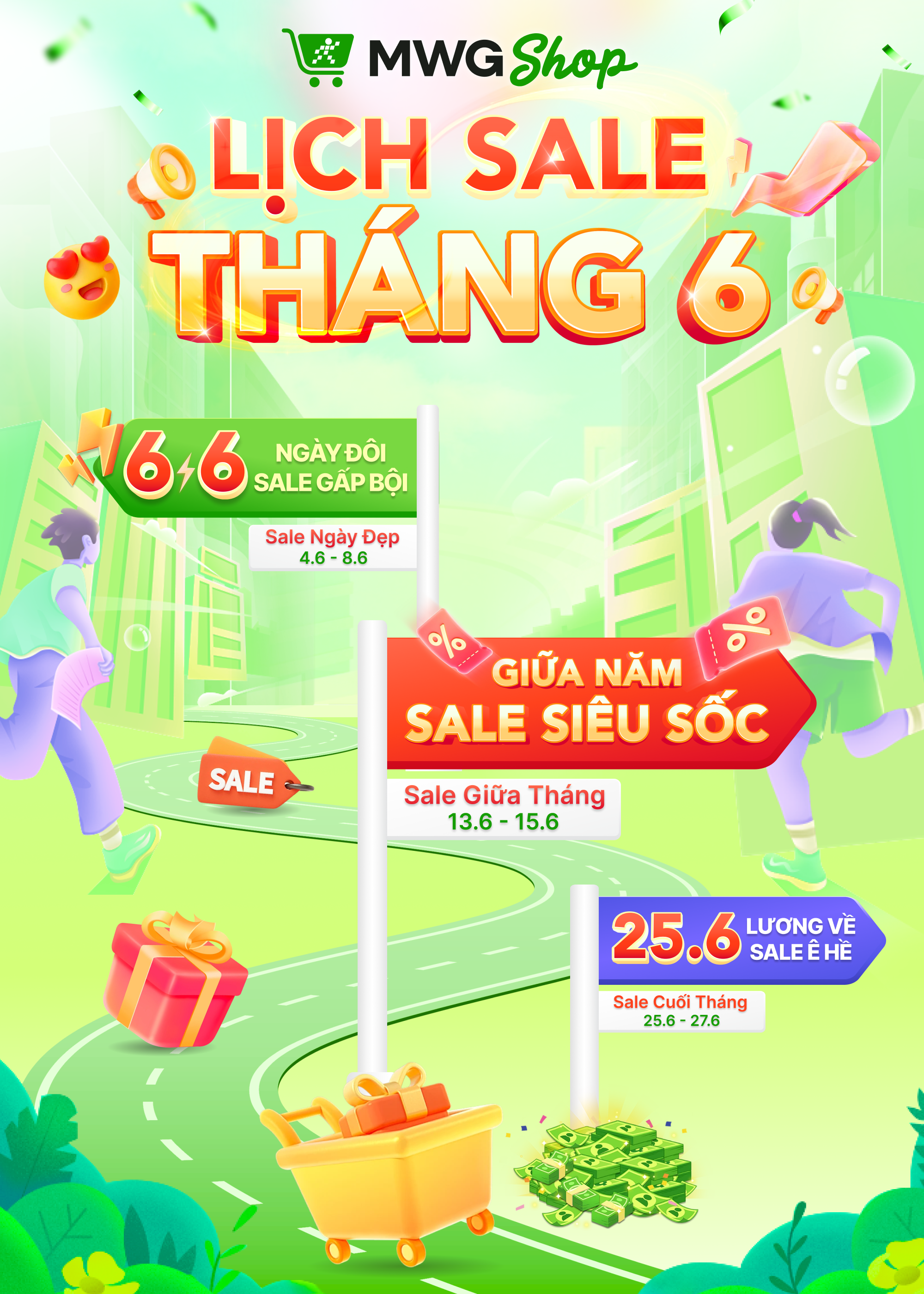 MWG SHOP - S&Agrave;N VIỆT SALE GIỮA NĂM: LỊCH SALE TH&Aacute;NG 6 RUNG CHUYỂN TO&Agrave;N S&Agrave;N, GIẢM ĐẾN 60%, FLASH SALE MỖI NG&Agrave;Y!