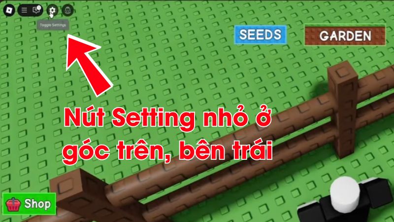 Vào game Grow a Garden và chọn Setting