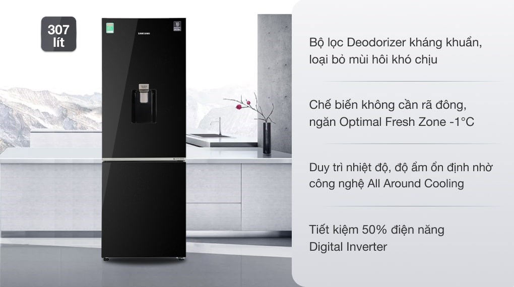 Tủ lạnh Samsung Inverter 307 lít RB30N4190BU/SV có thiết kế sang trọng và lấy nước từ bên ngoài tiện lợi