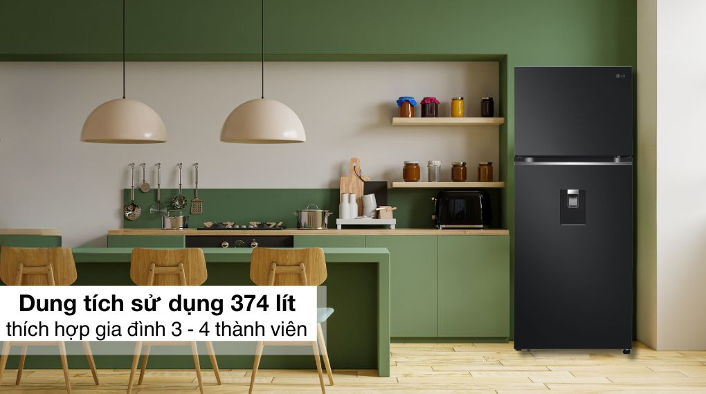 Tủ lạnh LG Inverter 374 lít LTD37BLM thiết kế sang trọng, dung tích 374 lít thích hợp gia đình 3 - 4 thành viên