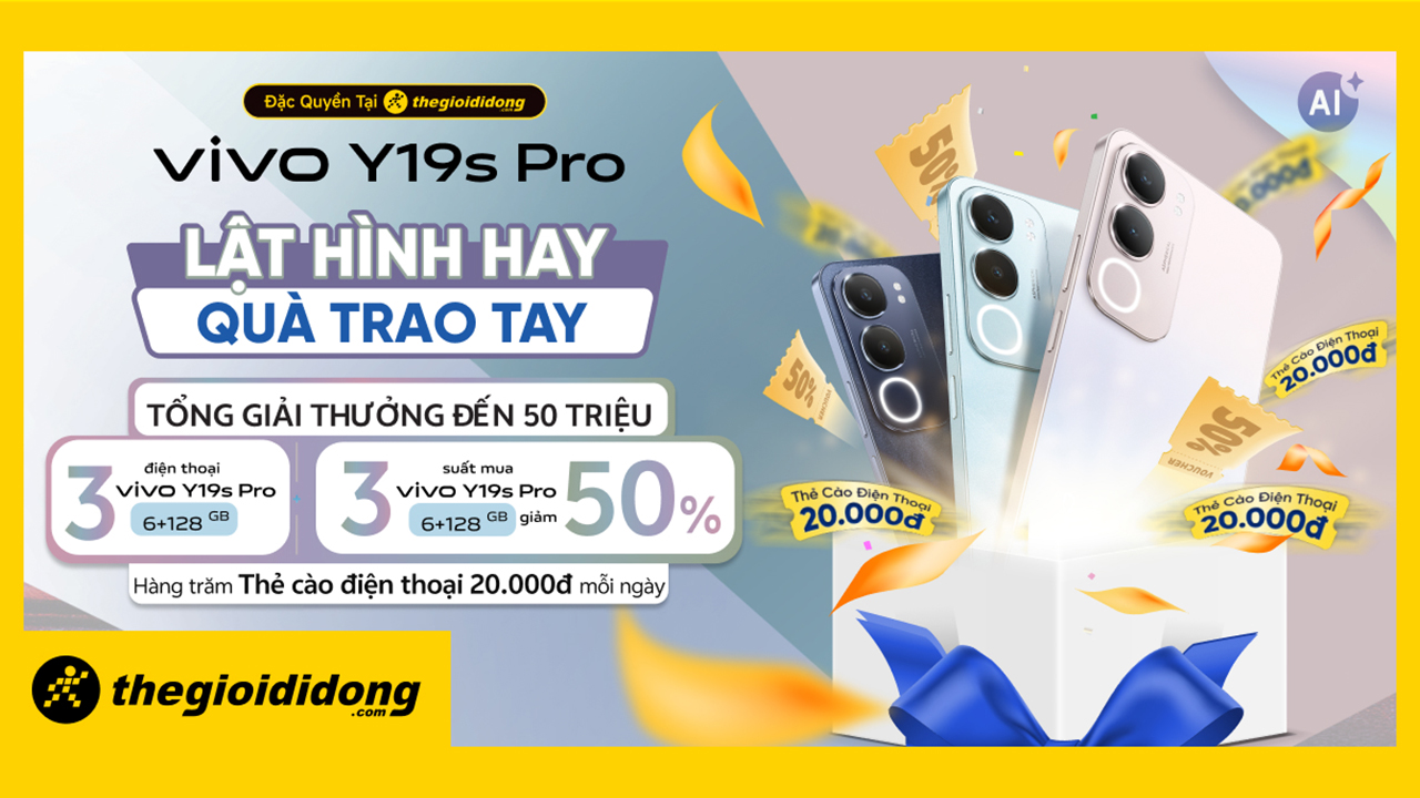 Lật Hình Săn Vivo Y19S Pro: Giải Thưởng Gồm 3 Chiếc Miễn Phí, 3 Suất Giảm 50% Và Hàng Trăm Thẻ Cào Điện Thoại Lật Hình Săn Vivo Y19S Pro: Giải Thưởng Gồm 3 Chiếc Miễn Phí, 3 Suất Giảm 50% Và Hàng Trăm Thẻ Cào Điện Thoại