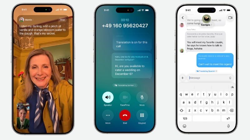 Tính năng Live Translation được tích hợp sẵn vào Tin Nhắn, FaceTime và Điện Thoại Tính năng Live Translation được tích hợp sẵn vào Tin Nhắn, FaceTime và Điện Thoại