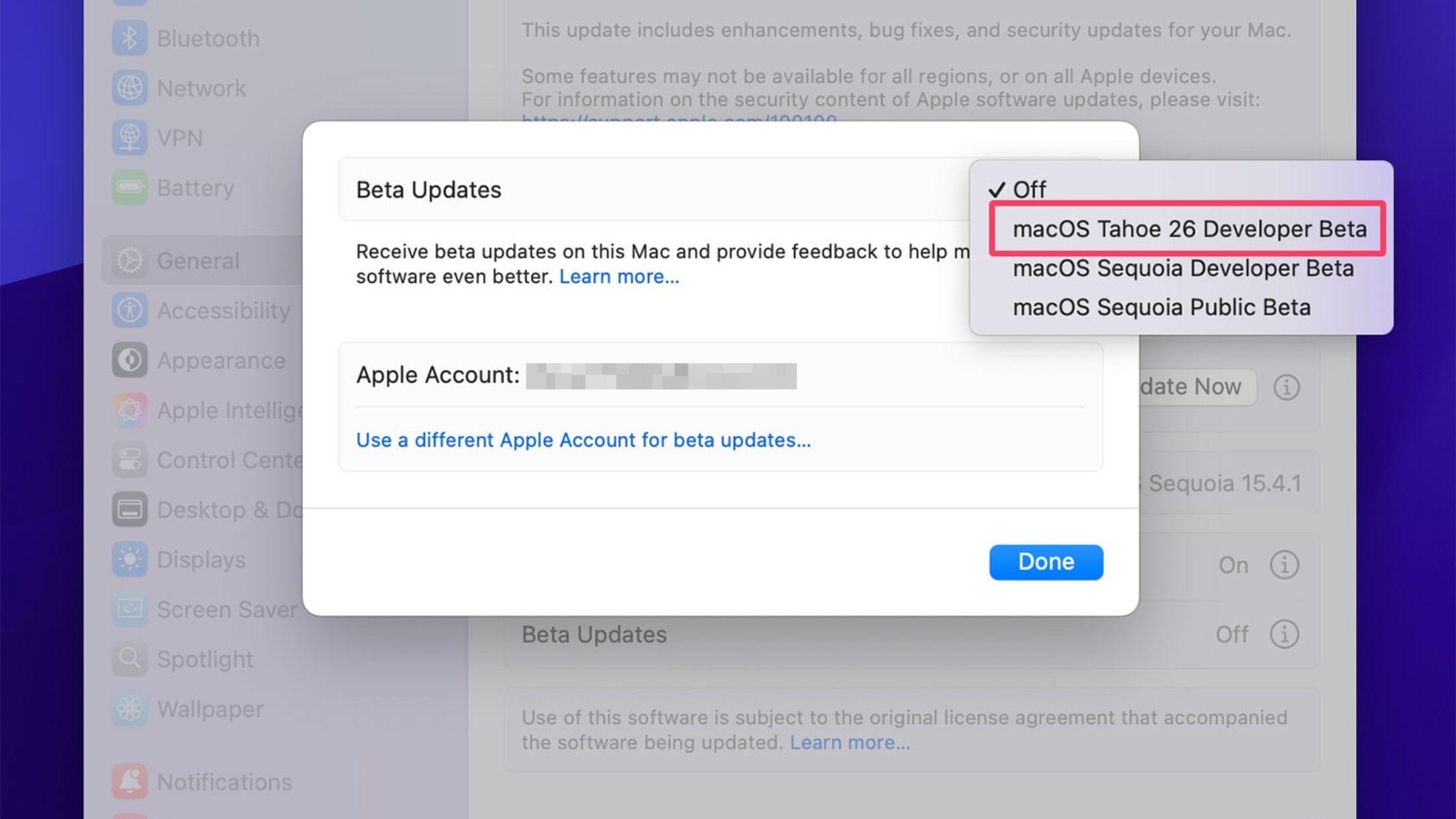Phiên bản macOS 26 beta Phiên bản macOS 26 beta