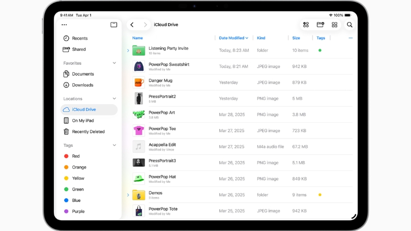 Trình quản lý tệp được nâng cấp mạnh với giao diện List view Trình quản lý tệp được nâng cấp mạnh với giao diện List view