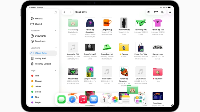 Bạn có thể kéo thả thư mục từ ứng dụng Tệp vào Dock Bạn có thể kéo thả thư mục từ ứng dụng Tệp vào Dock