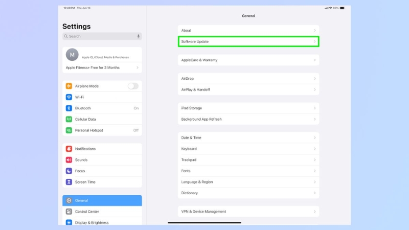 Vào Cập nhật phần mềm Vào Cập nhật phần mềm