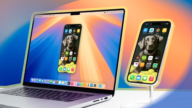 Phone Mirroring cho ph&eacute;p bạn phản chiếu m&agrave;n h&igrave;nh iPhone l&ecirc;n MacBook