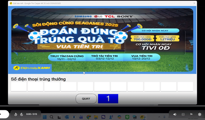 Video quay số b&aacute;n kết