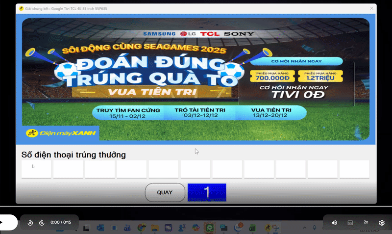 Video quay số chung kết