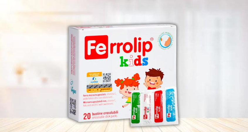 Ferrolip Kids bổ sung sắt, hỗ trợ tạo máu hương dâu, 20 gói dạng bột (từ 1 tuổi)