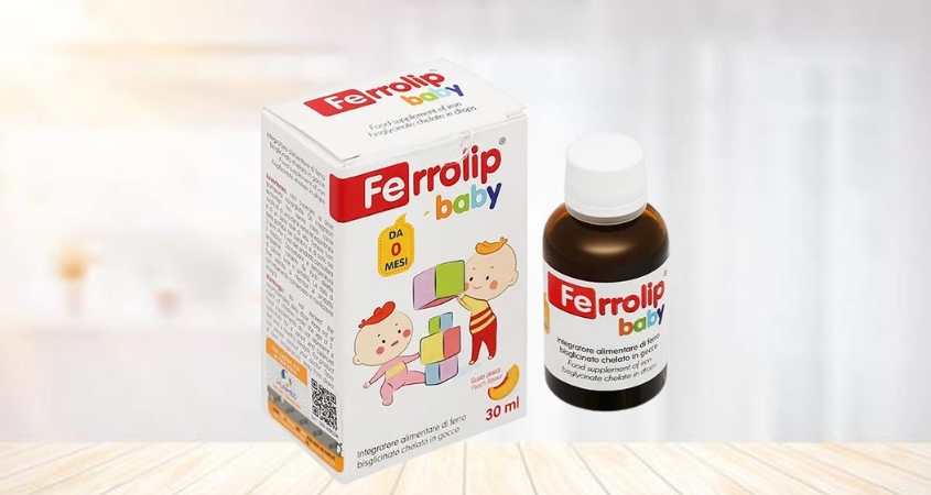 Siro Ferrolip Baby bổ sung sắt, hỗ trợ tạo hồng cầu hương đào, 30 ml dạng nhỏ giọt (từ 0 tháng)
