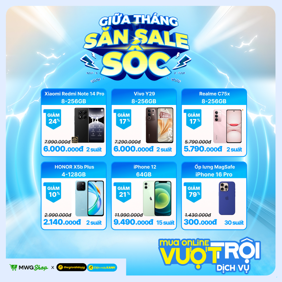 Đặt lịch săn sale giữa tháng tại MWG Shop, hàng ngàn sản phẩm công nghệ đồng loạt giảm giá cực sốc Đặt lịch săn sale giữa tháng tại MWG Shop, hàng ngàn sản phẩm công nghệ đồng loạt giảm giá cực sốc