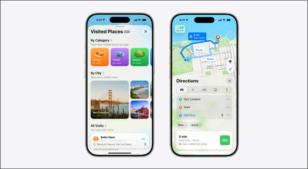 Tính năng Visited Places trên Apple Maps giúp lưu lại các địa điểm mà bạn đã ghé qua