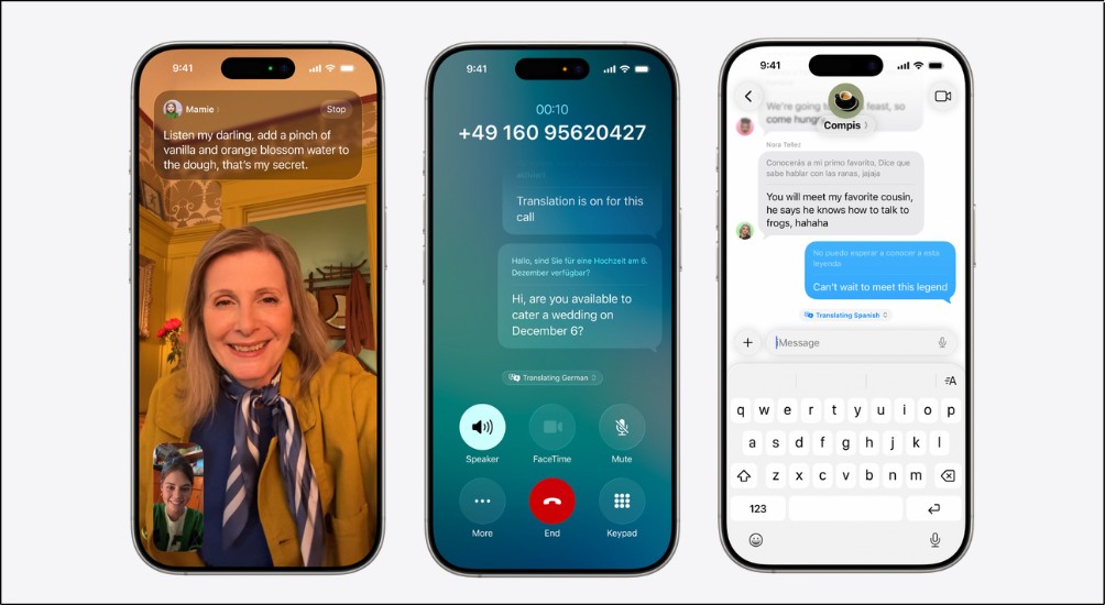 Tính năng Live Translation được tích hợp sẵn vào Tin Nhắn, FaceTime và Điện Thoại