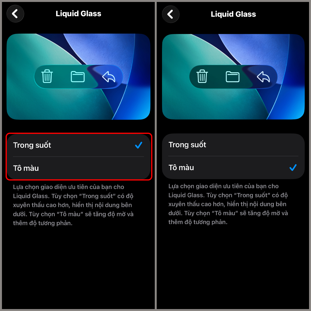 Cách chỉnh độ trong suốt trên iOS 26 Cách chỉnh độ trong suốt trên iOS 26