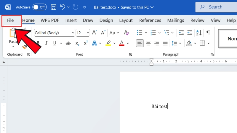 Nhấp v&agrave;o tab File ở g&oacute;c tr&ecirc;n b&ecirc;n tr&aacute;i