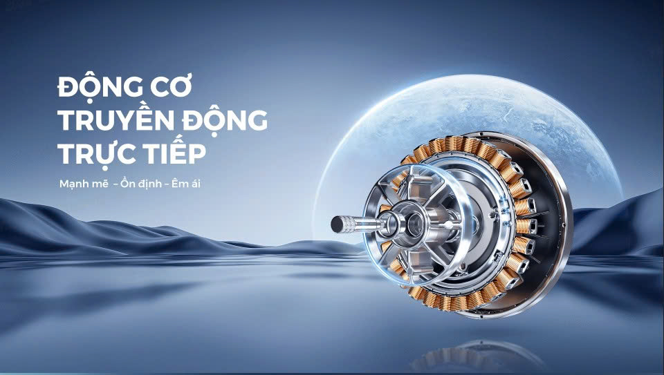 Động cơ DD Inverter vận hành êm ái, bền bỉ, tăng hiệu quả giặt và tiết kiệm điện năng