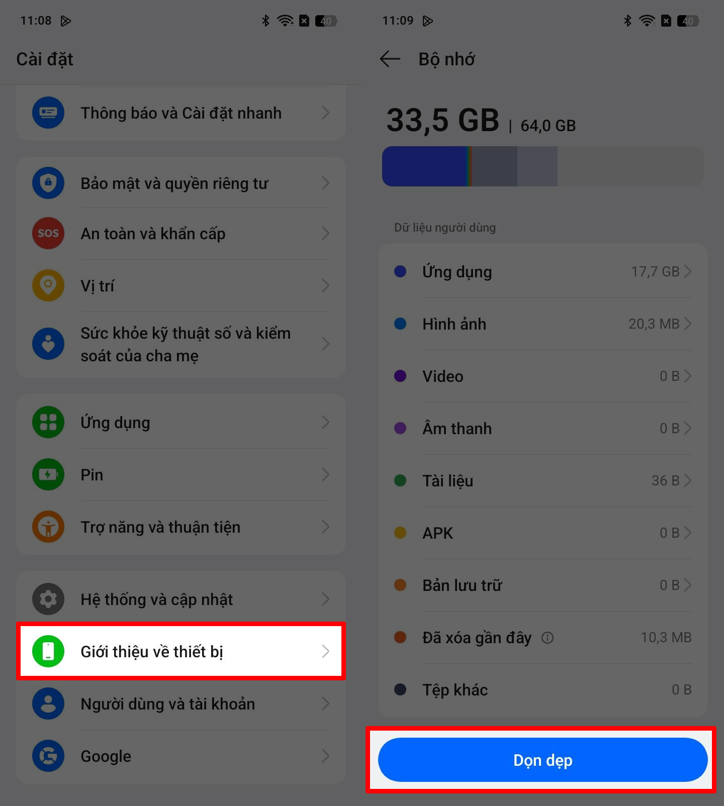 Cách dọn dẹp bộ nhớ trên OPPO A5x