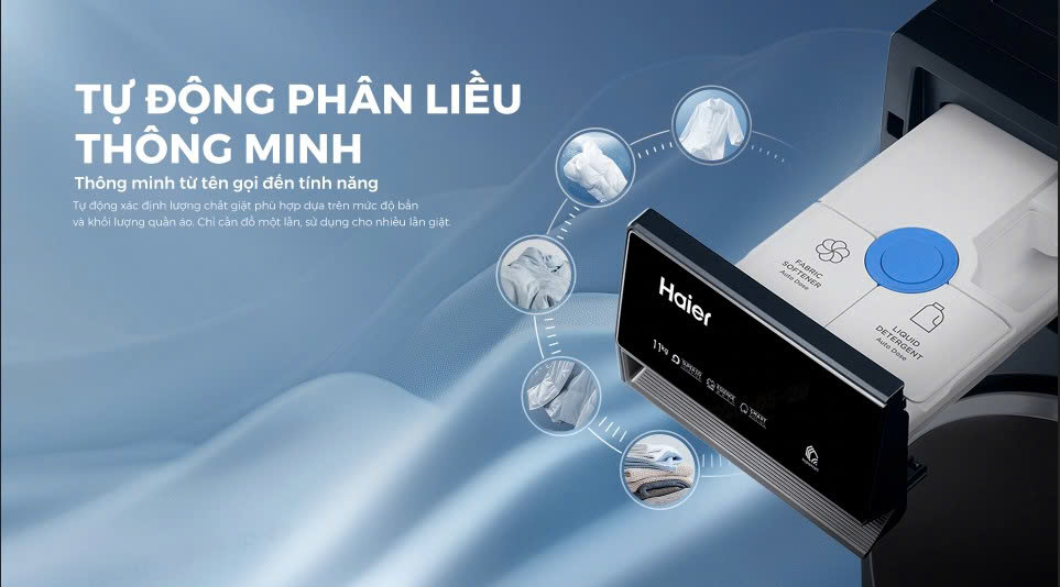 Việc đo lường lượng chất giặt xả trở nên đơn giản hơn nhờ tính năng phân bổ thông minh