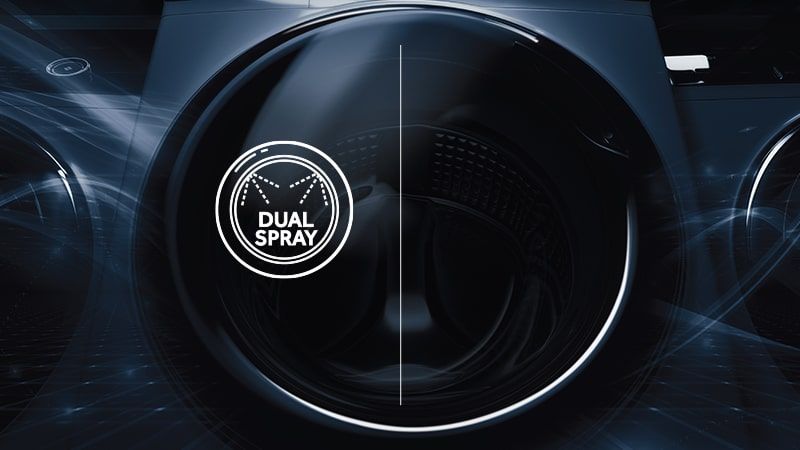 Tính năng Smart Dual Spray trên máy giặt Haier sẽ tự động làm sạch sau mỗi chu trình giặt, giúp quần áo vệ sinh hơn và tăng độ bền cho máy theo thời gian