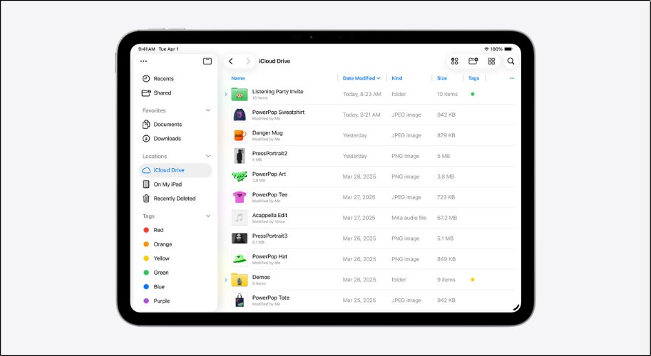 Giao diện List view mới, cho phép bạn xem nhiều thông tin chi tiết của tài liệu trong các cột có thể điều chỉnh kích thước và thư mục có thể thu gọn
