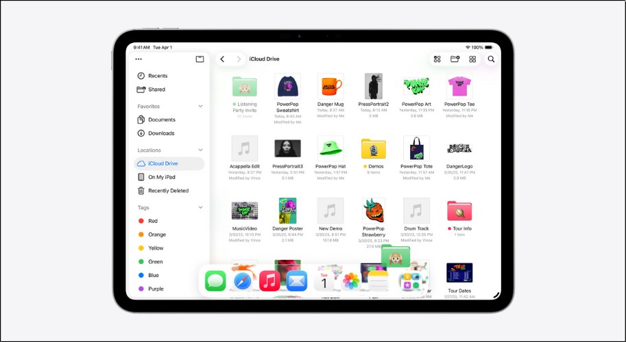 iPadOS 26 cho phép bạn kéo thả thư mục từ ứng dụng Tệp vào Dock để truy cập nhanh