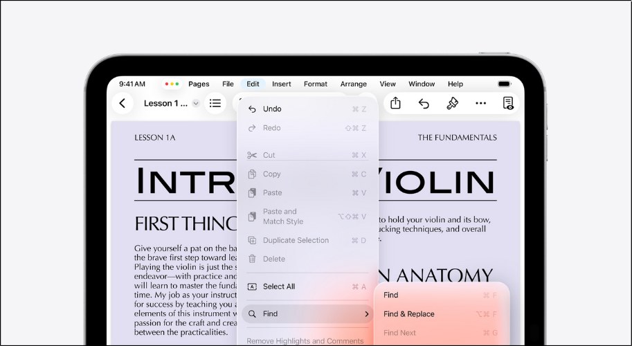 Thanh menu bar giúp bạn truy cập nhanh các lệnh của ứng dụng bằng thao tác vuốt xuống hoặc di chuyển chuột lên đầu màn hình