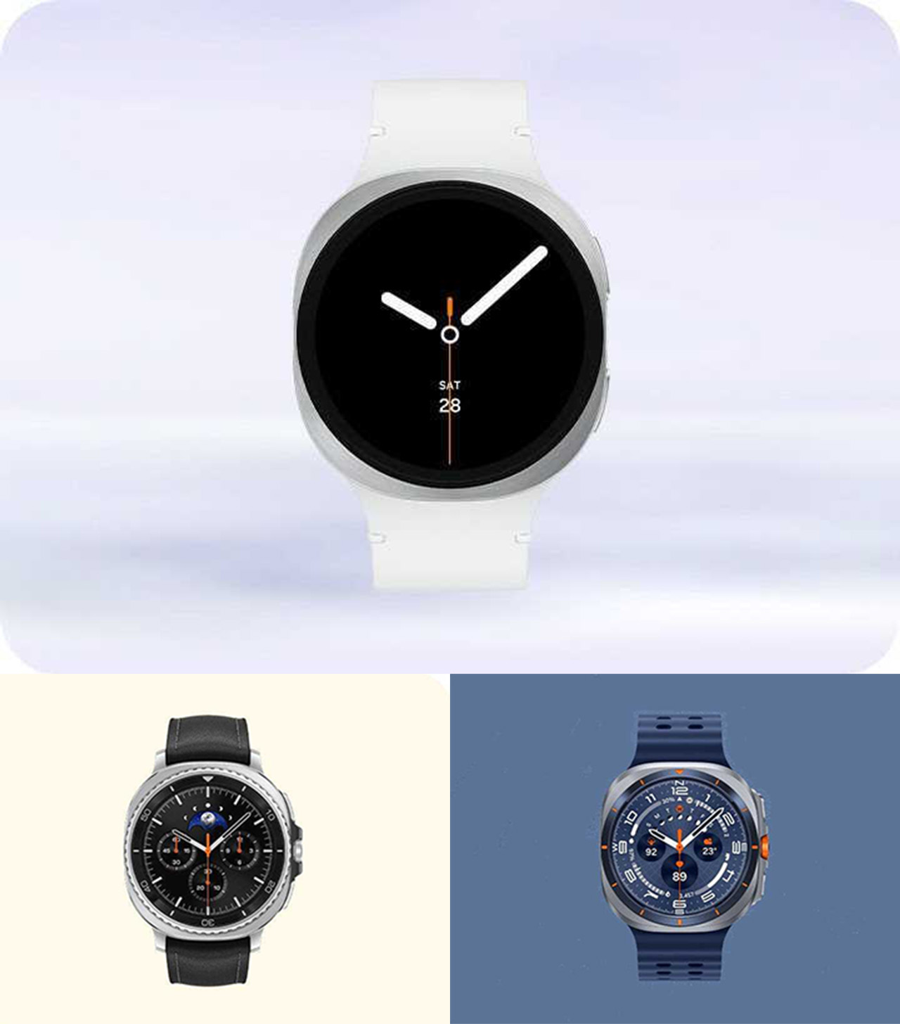 Ảnh render của dòng Galaxy Watch 8 bị rò rỉ. Ảnh render của dòng Galaxy Watch 8 bị rò rỉ.