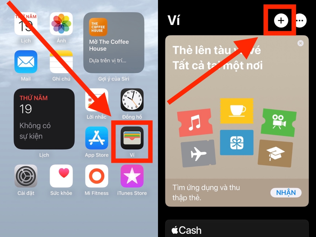 Nhấn v&agrave;o biểu tượng dấu cộng (+)