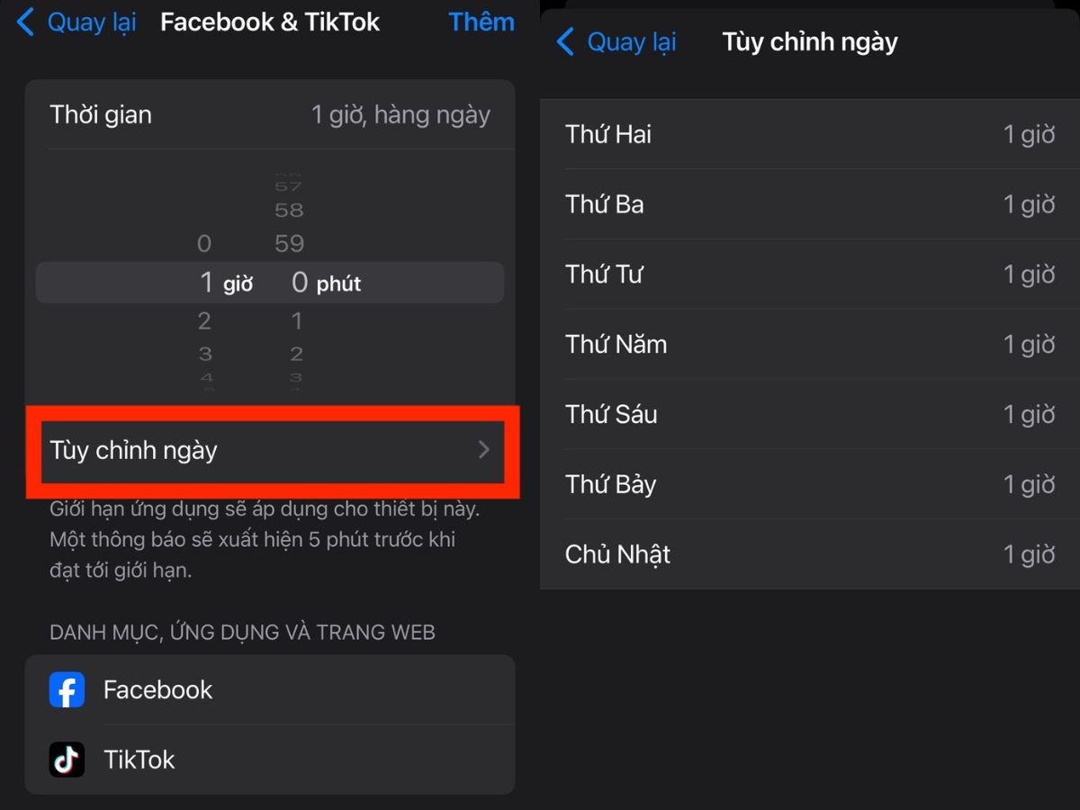 Đặt thời gian giới hạn sử dụng mỗi ng&agrave;y