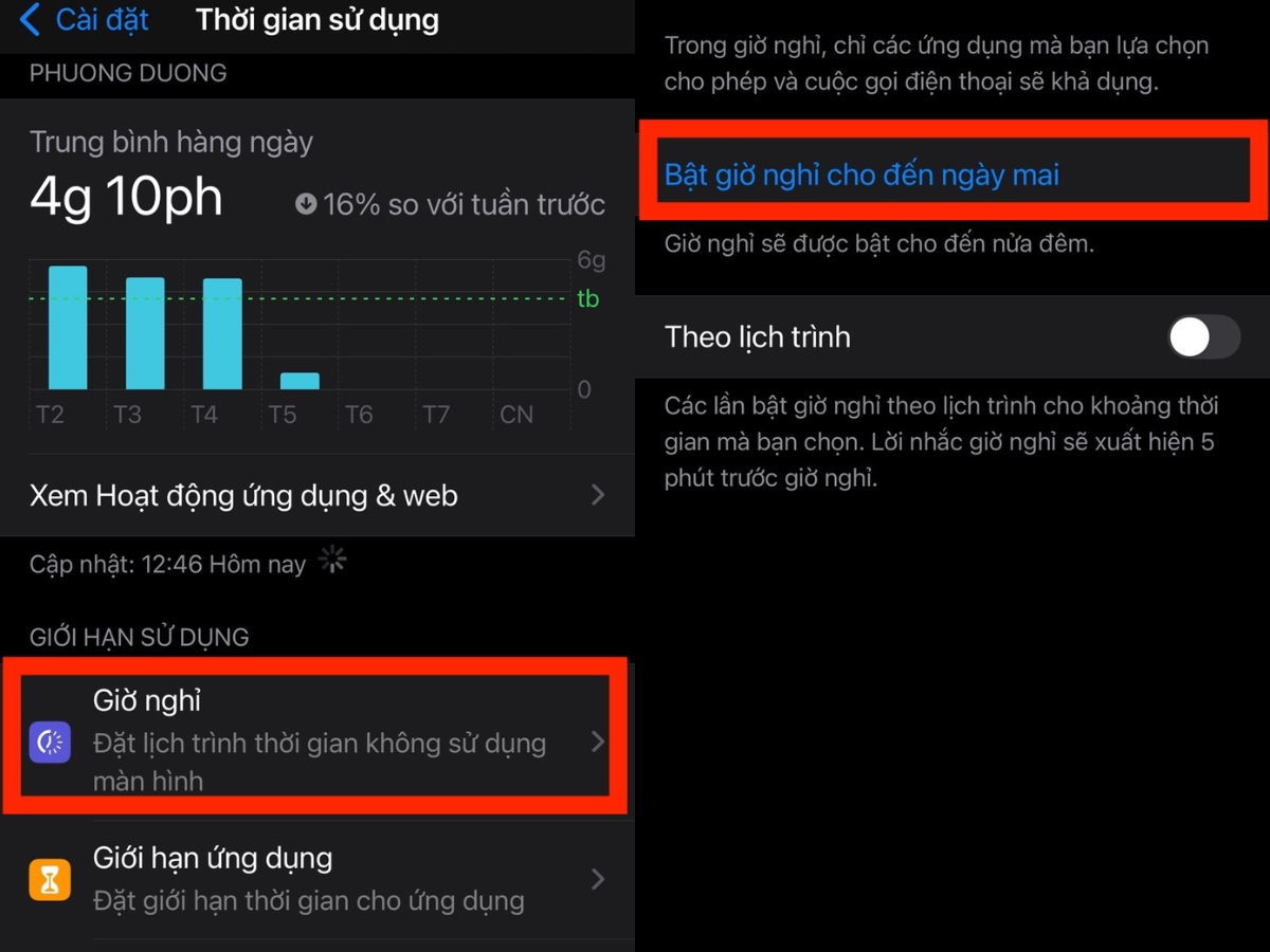 Bật giờ nghỉ cho đến ng&agrave;y mai