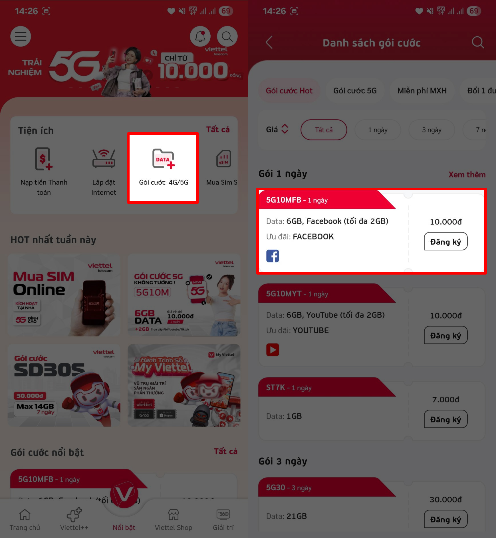 Cách Đăng Ký Gói Cước 5G10Mfb Viettel Cách Đăng Ký Gói Cước 5G10Mfb Viettel