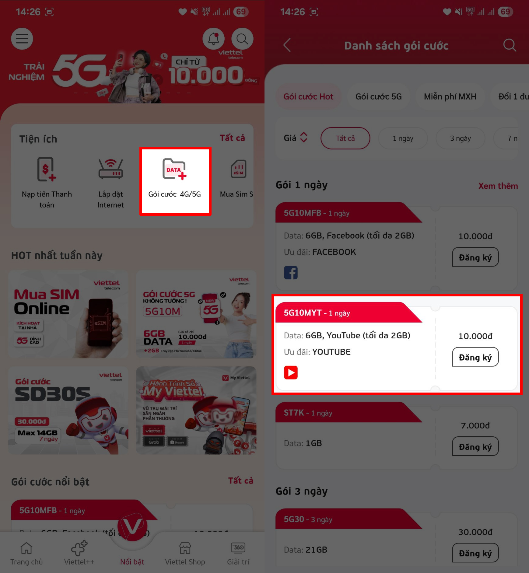 Cách Đăng Ký Gói Cước 5G10Myt Viettel Cách Đăng Ký Gói Cước 5G10Myt Viettel